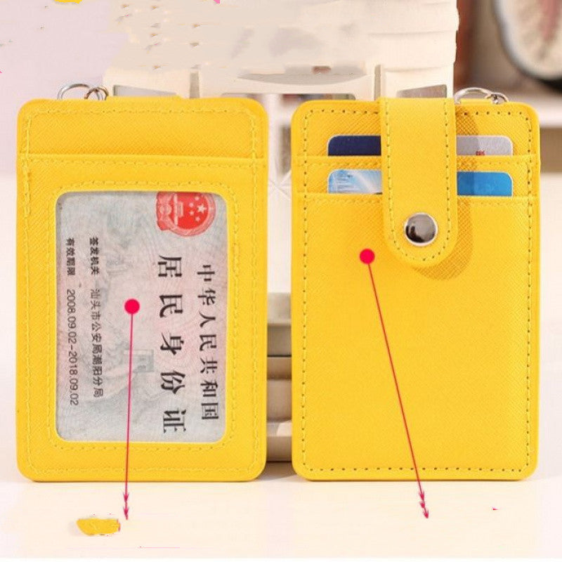 Student Lanyard Card Holder Key Chain Bus Card Subway Card Access Card Leather Hanging Neck Card Holder School Card Holder Meal Card Holder