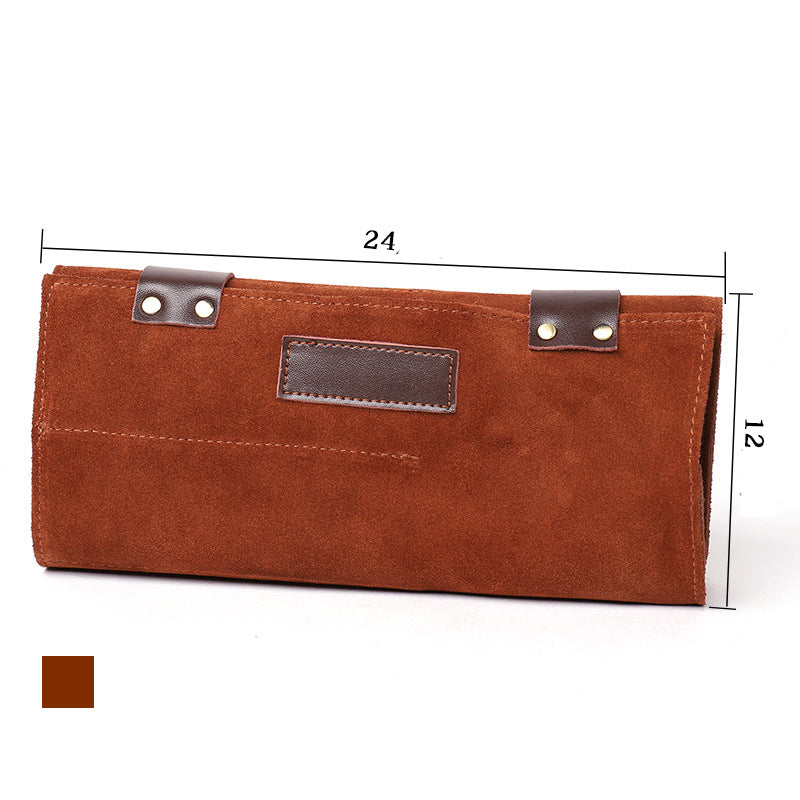 Leather Salon Barber Pure Color Roll Up Scissor Shear Holder Pouch Case Bag Hairdresser Handbag