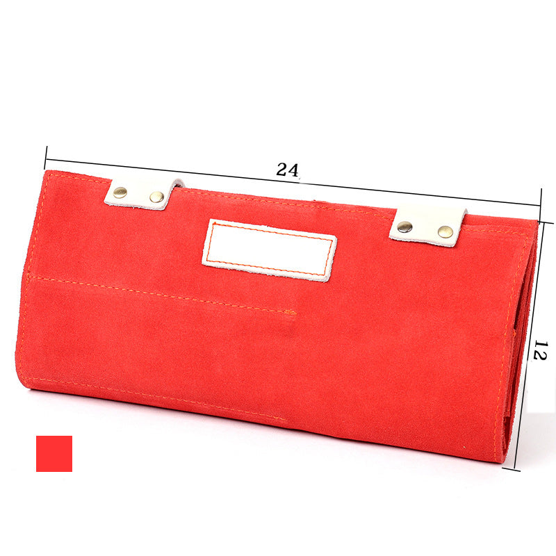 Leather Salon Barber Pure Color Roll Up Scissor Shear Holder Pouch Case Bag Hairdresser Handbag