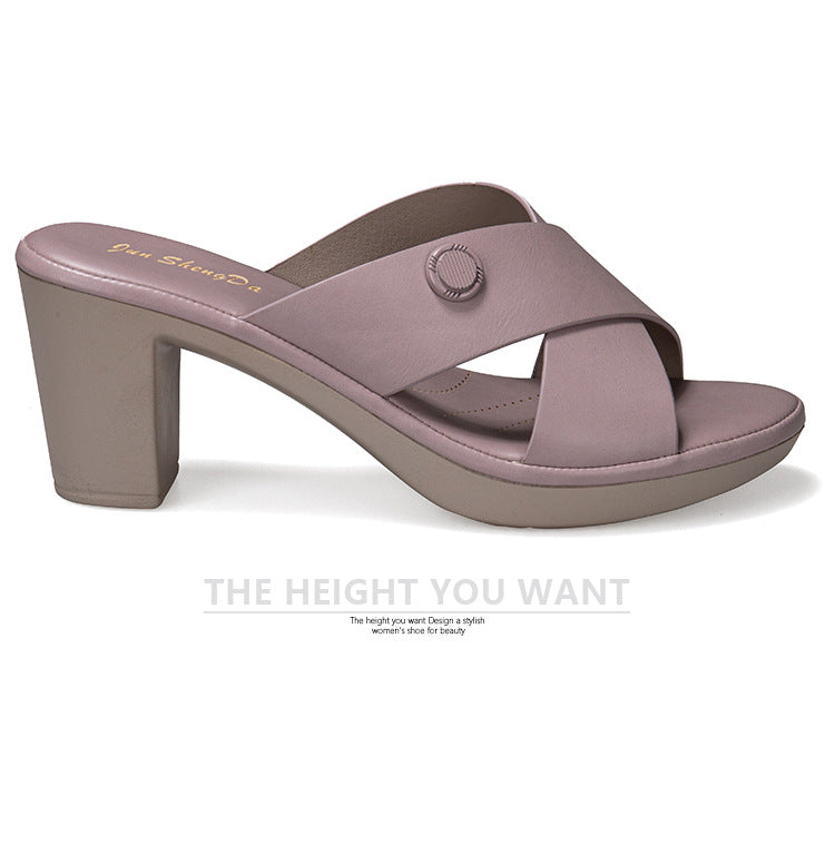 Fashion Thick-heeled High-heeled Sandals Women's Plus Size