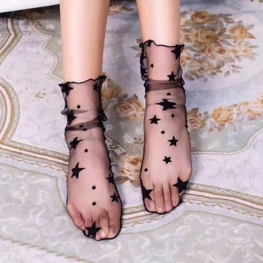 Short Sexy Transparent Fishnet Socks