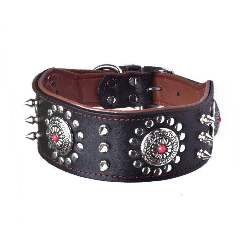 Neck Sleeve Pet Head Layer Alloy Rivets Retro