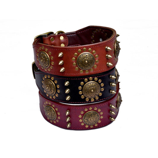 Neck Sleeve Pet Head Layer Alloy Rivets Retro