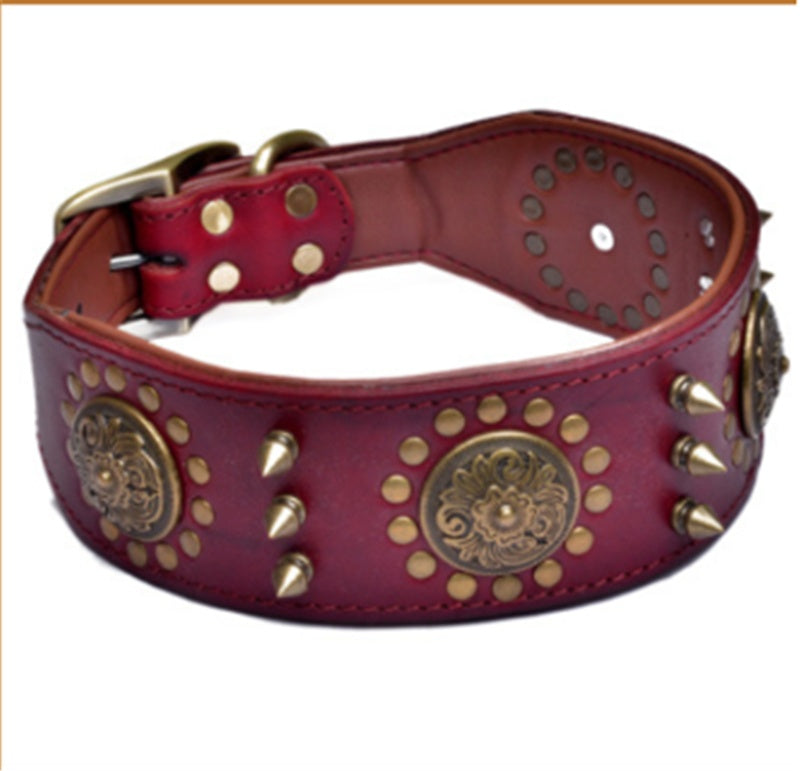 Neck Sleeve Pet Head Layer Alloy Rivets Retro