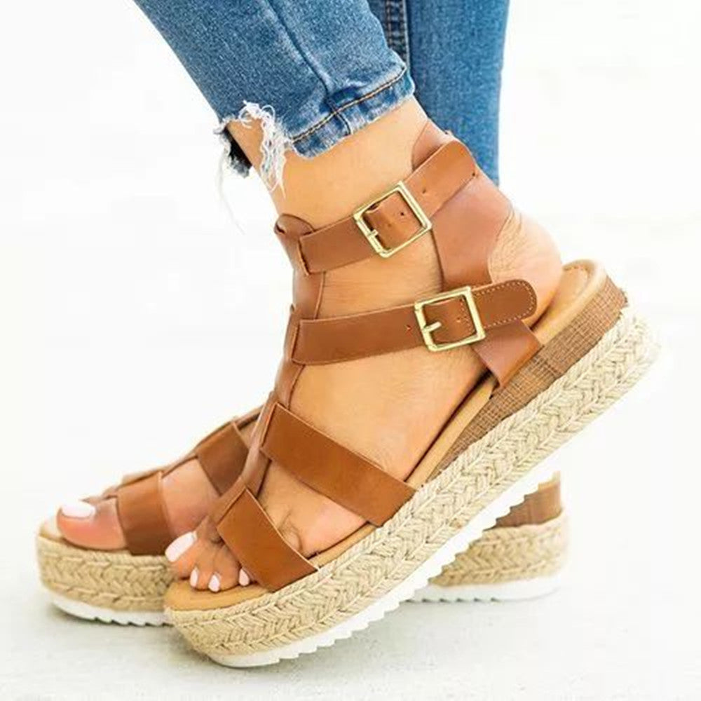 Platform Women's Sandals With Cross Straps