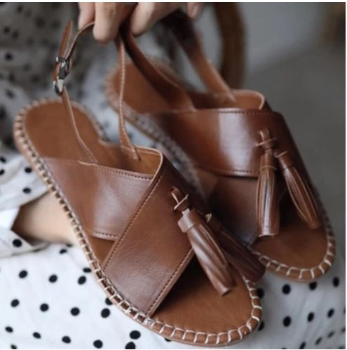 Flat Fringed Buckle Women's Shoes Sandals