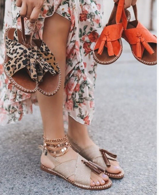 Flat Fringed Buckle Women's Shoes Sandals
