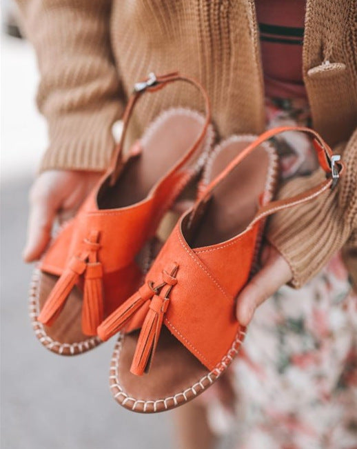 Flat Fringed Buckle Women's Shoes Sandals