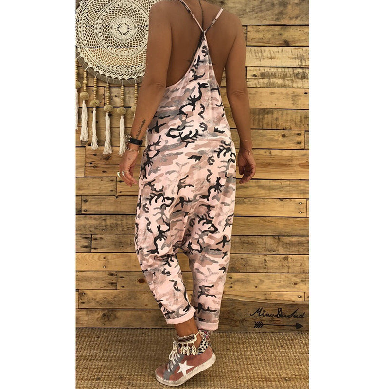 Women's New Style Camouflage Jumpsuit With Suspenders