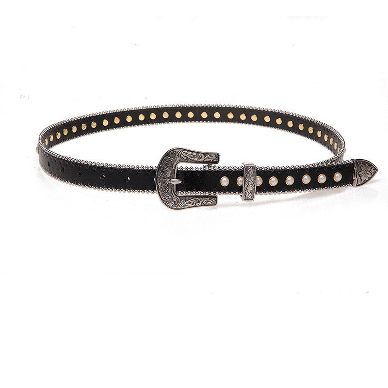 Women's Belt Metal Willow Nail Beads Decorative Student Belt