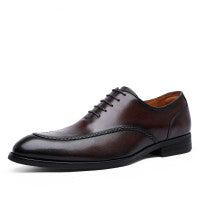 Top Layer Cowhide Rubber Compound Sole Lace-Up Shoes