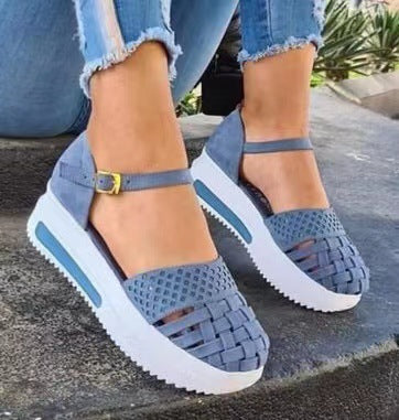 Spring And Summer New Large Size Platform Hollow Platform Sandals With Buckle