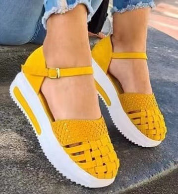 Spring And Summer New Large Size Platform Hollow Platform Sandals With Buckle