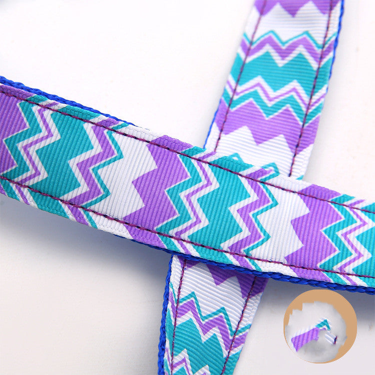 Glow Castle Pet Supplies Wholesale Foreign Trade Colorful Wave Pattern Nylon Dog Leash Pet Leash