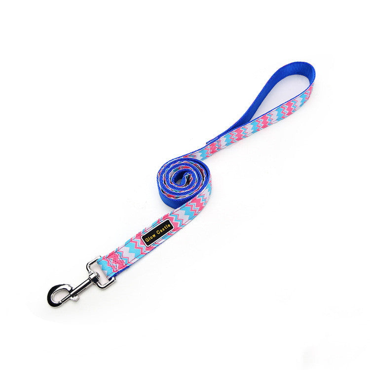 Glow Castle Pet Supplies Wholesale Foreign Trade Colorful Wave Pattern Nylon Dog Leash Pet Leash