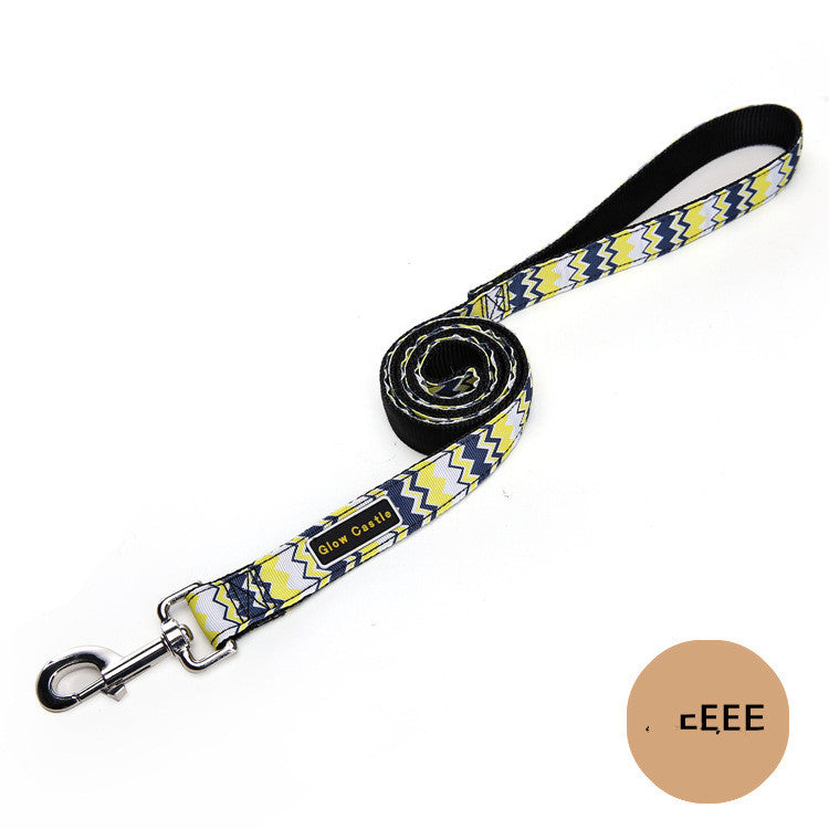 Glow Castle Pet Supplies Wholesale Foreign Trade Colorful Wave Pattern Nylon Dog Leash Pet Leash