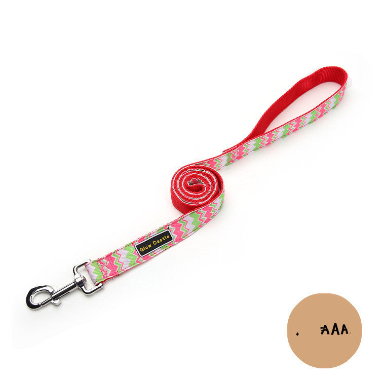 Glow Castle Pet Supplies Wholesale Foreign Trade Colorful Wave Pattern Nylon Dog Leash Pet Leash
