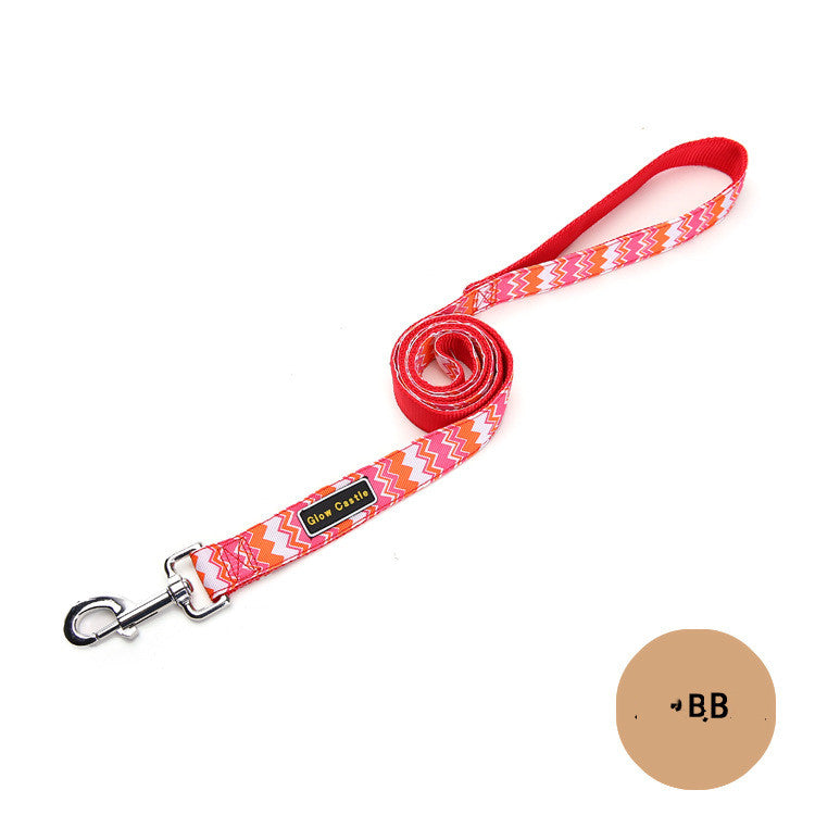Glow Castle Pet Supplies Wholesale Foreign Trade Colorful Wave Pattern Nylon Dog Leash Pet Leash