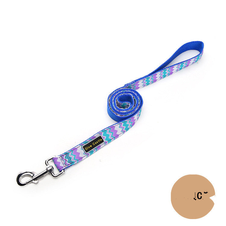 Glow Castle Pet Supplies Wholesale Foreign Trade Colorful Wave Pattern Nylon Dog Leash Pet Leash