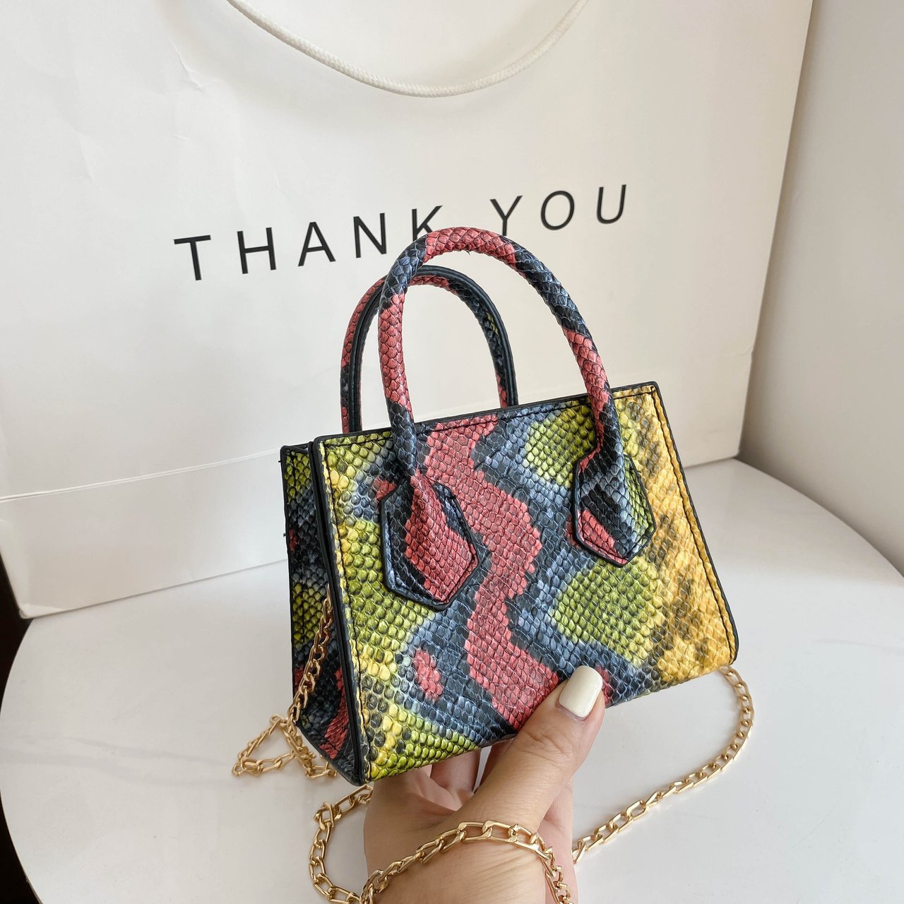 Ladies Snake Print Mini Crossbody Handbag