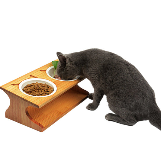 Cat Fairy Pet Solid Wood Table Pet Bowl Cat Bowl