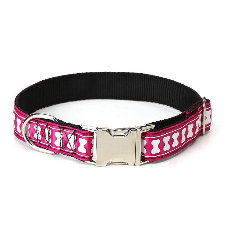 Nylon Bone Pattern Collar Is Adjustable