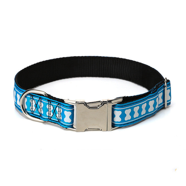 Nylon Bone Pattern Collar Is Adjustable