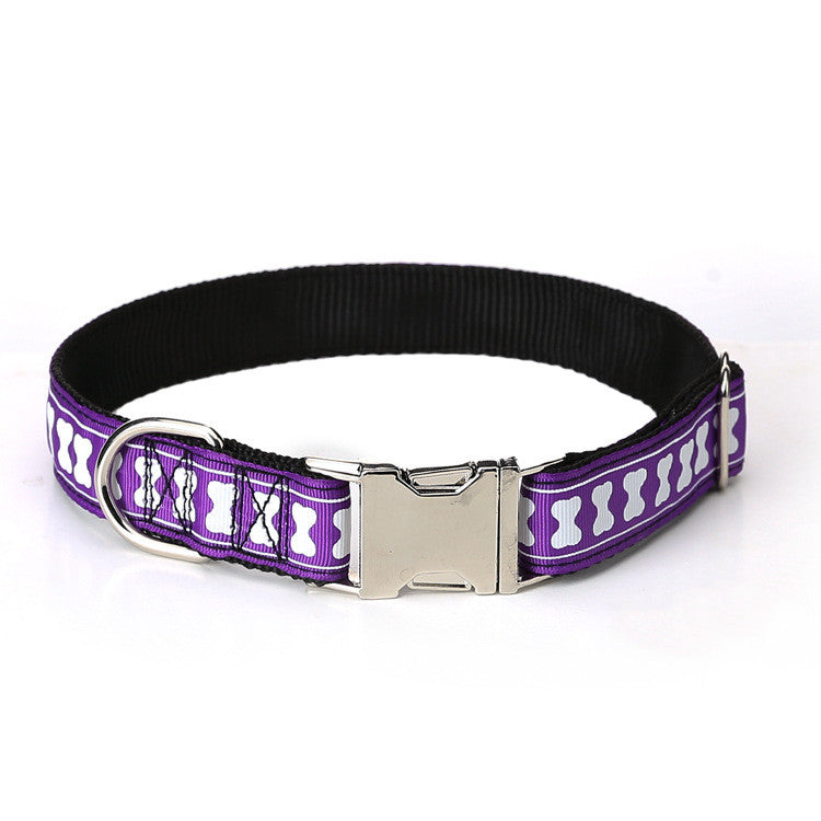 Nylon Bone Pattern Collar Is Adjustable