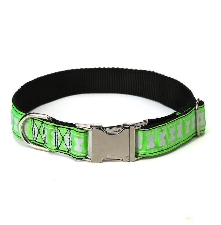 Nylon Bone Pattern Collar Is Adjustable