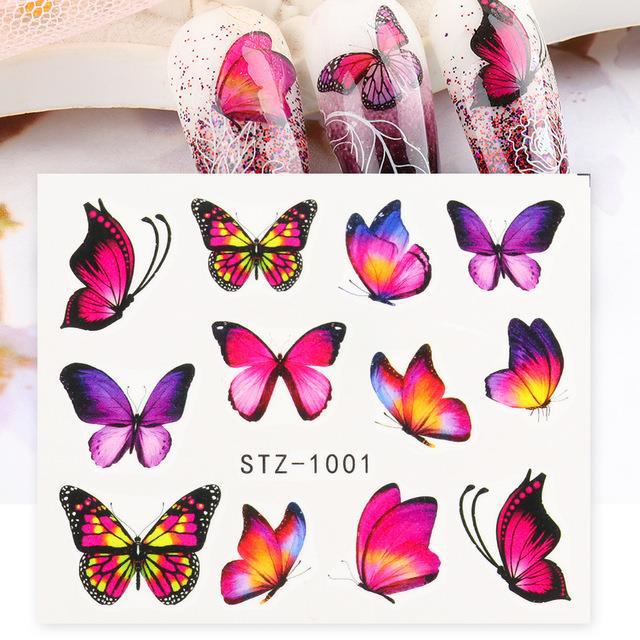 1pc Black Butterfly Nail Decals and Stickers Flower Blue Co