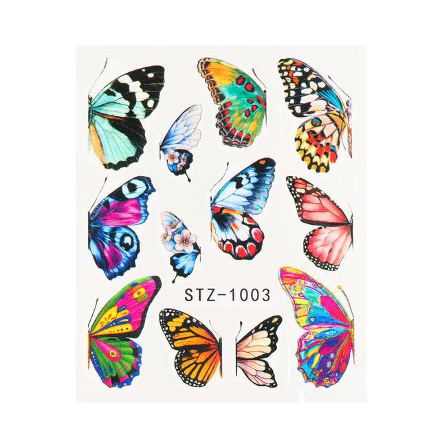 1pc Black Butterfly Nail Decals and Stickers Flower Blue Co