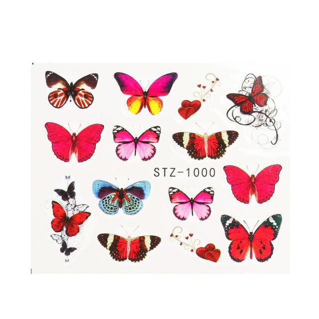 1pc Black Butterfly Nail Decals and Stickers Flower Blue Co