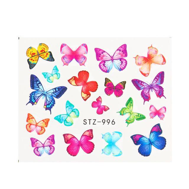 1pc Black Butterfly Nail Decals and Stickers Flower Blue Co
