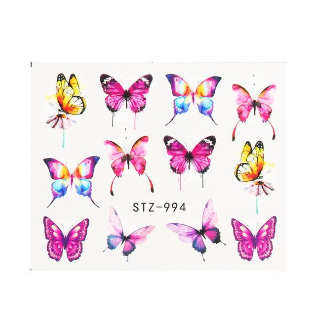 1pc Black Butterfly Nail Decals and Stickers Flower Blue Co