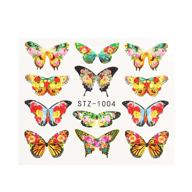 1pc Black Butterfly Nail Decals and Stickers Flower Blue Co