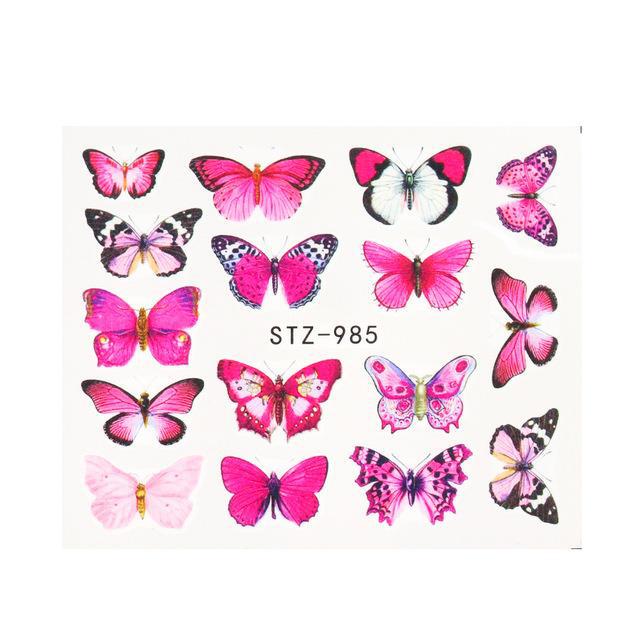1pc Black Butterfly Nail Decals and Stickers Flower Blue Co