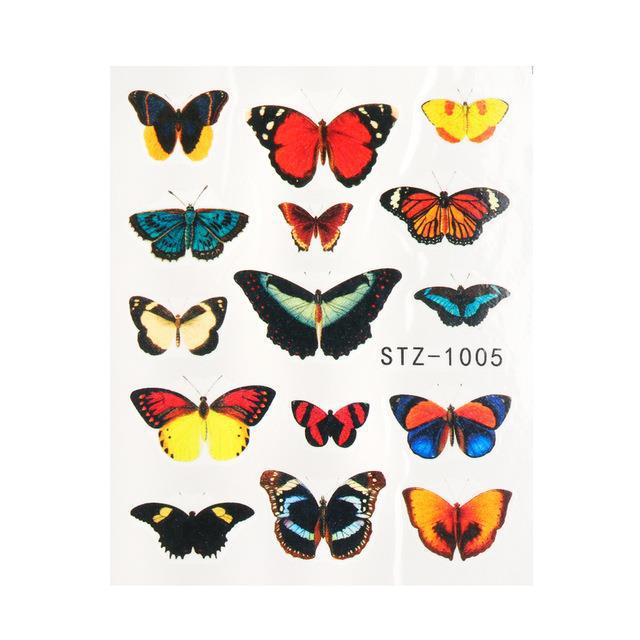 1pc Black Butterfly Nail Decals and Stickers Flower Blue Co