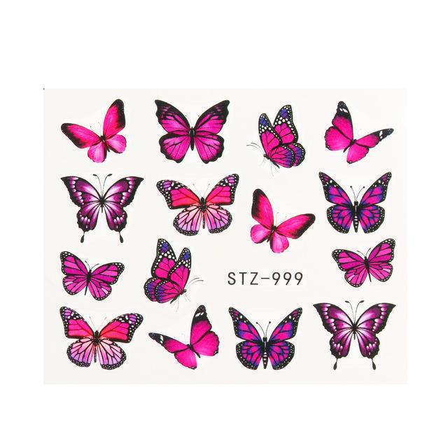 1pc Black Butterfly Nail Decals and Stickers Flower Blue Co