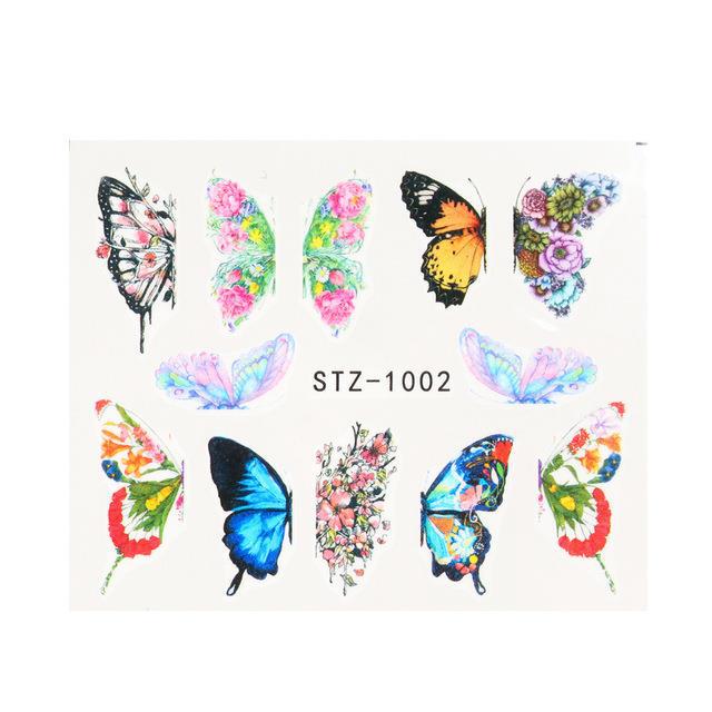 1pc Black Butterfly Nail Decals and Stickers Flower Blue Co