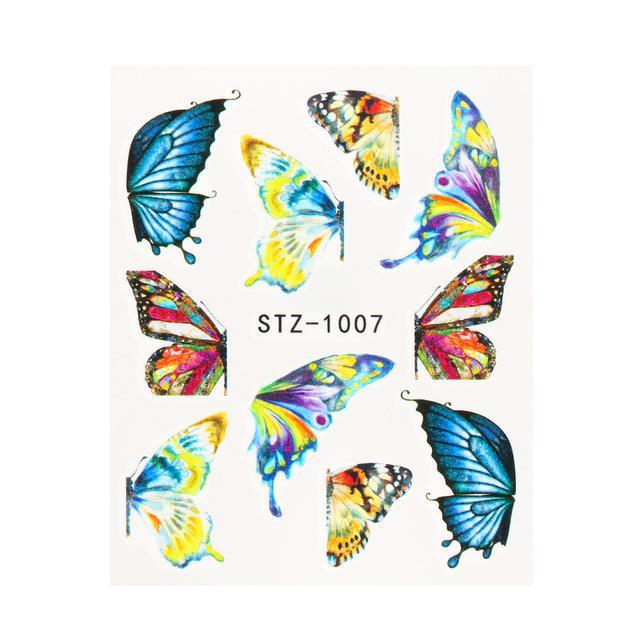 1pc Black Butterfly Nail Decals and Stickers Flower Blue Co