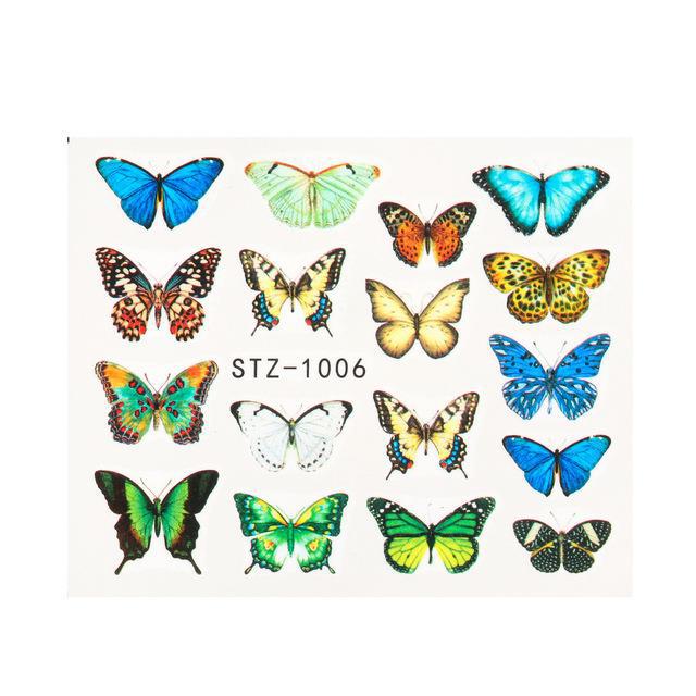 1pc Black Butterfly Nail Decals and Stickers Flower Blue Co