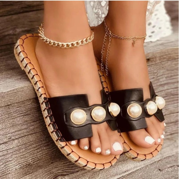 Pearl Breathable Flat Patent Leather Low-top Women's Shoes