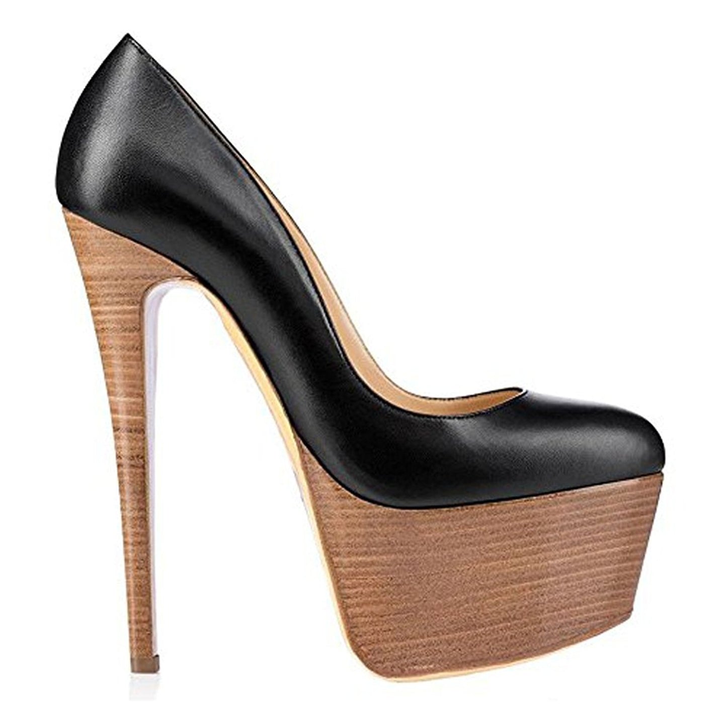 Women's Stiletto Shoes With Wood Grain