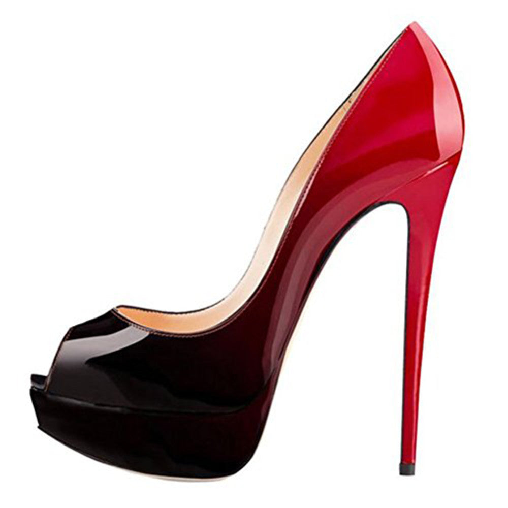 European Station Fish Mouth Gradient Color Water Table Super High-heeled Women's Single Shoes AliExpress