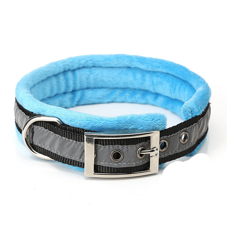Pet High-Gloss Reflective Belt Buckle Plus Velvet Warm Soft Dog Collar