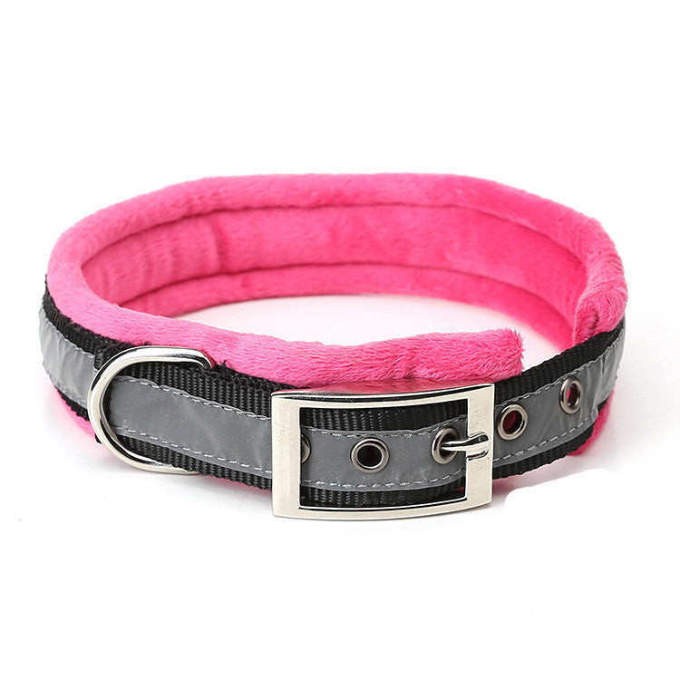 Pet High-Gloss Reflective Belt Buckle Plus Velvet Warm Soft Dog Collar