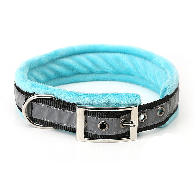 Pet High-Gloss Reflective Belt Buckle Plus Velvet Warm Soft Dog Collar