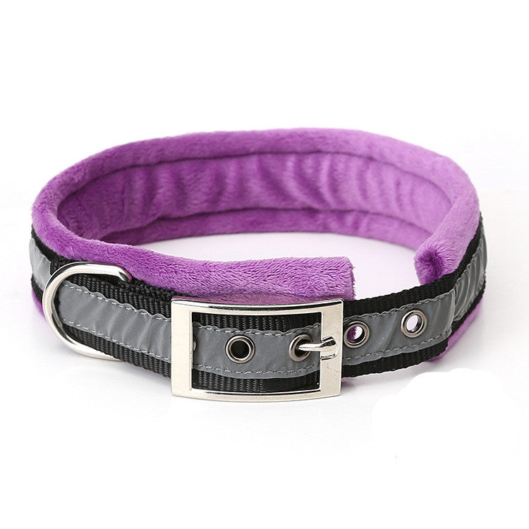 Pet High-Gloss Reflective Belt Buckle Plus Velvet Warm Soft Dog Collar