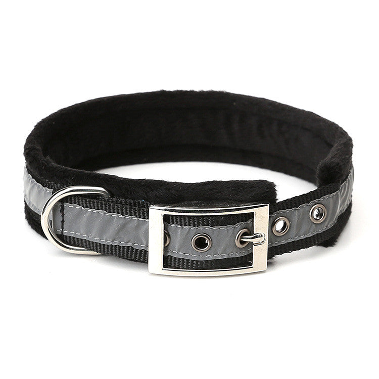 Pet High-Gloss Reflective Belt Buckle Plus Velvet Warm Soft Dog Collar