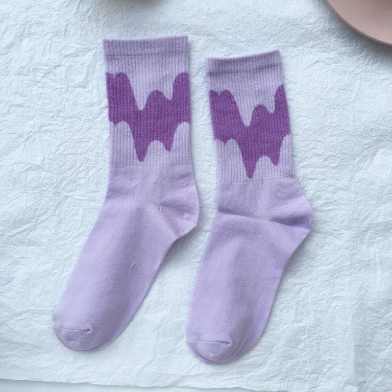 Candy Color Matching Street All-match Cotton Socks And Tube Socks Women